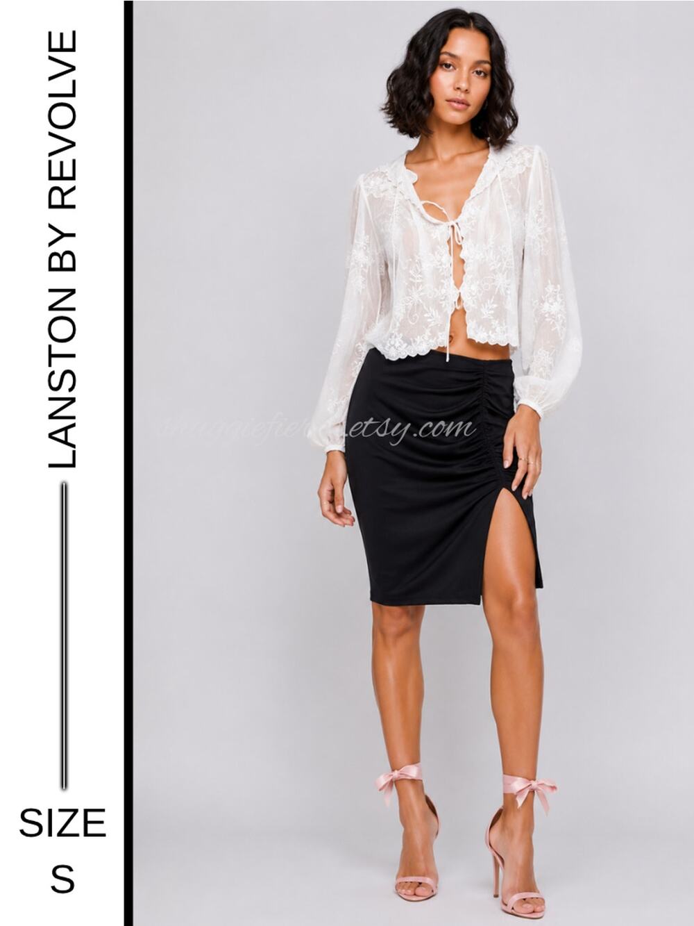 MSRP $176✨ Lanston x Revolve Black Asymmetrical High-Low Midi Skirt Size S NWT ✨